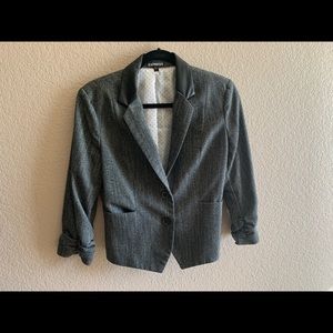 COPY - Express herringbone blazer w/ faux leather collar